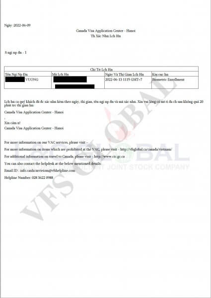 Hình 3 - Thư xác nhận lịch hẹn