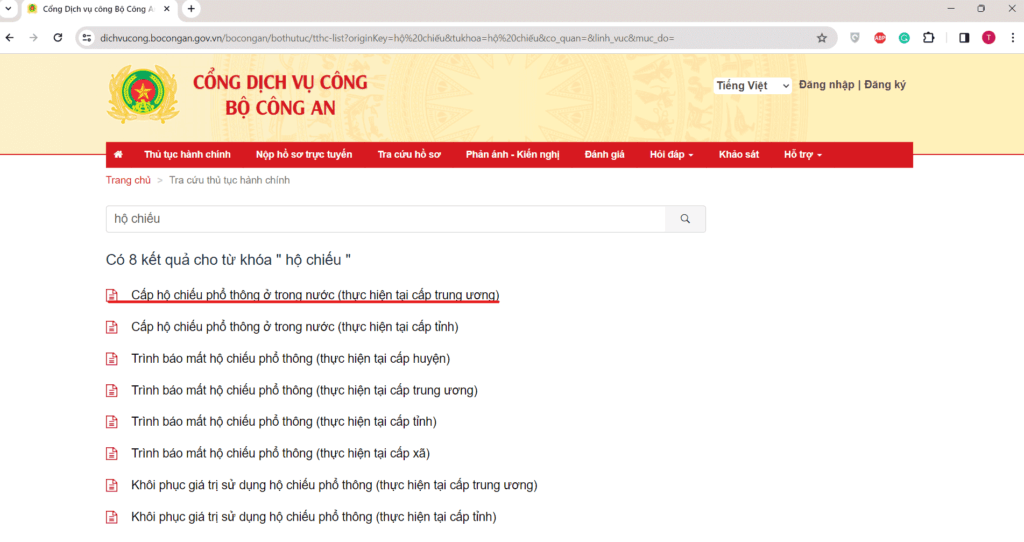 cách làm hộ chiếu online