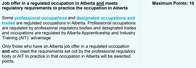 bảng tính điểm định cư Alberta