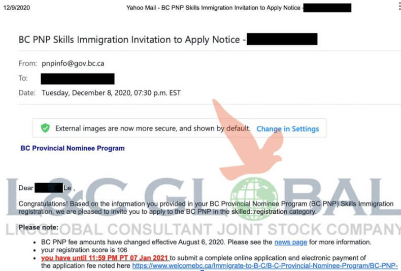 a screenshot of a email